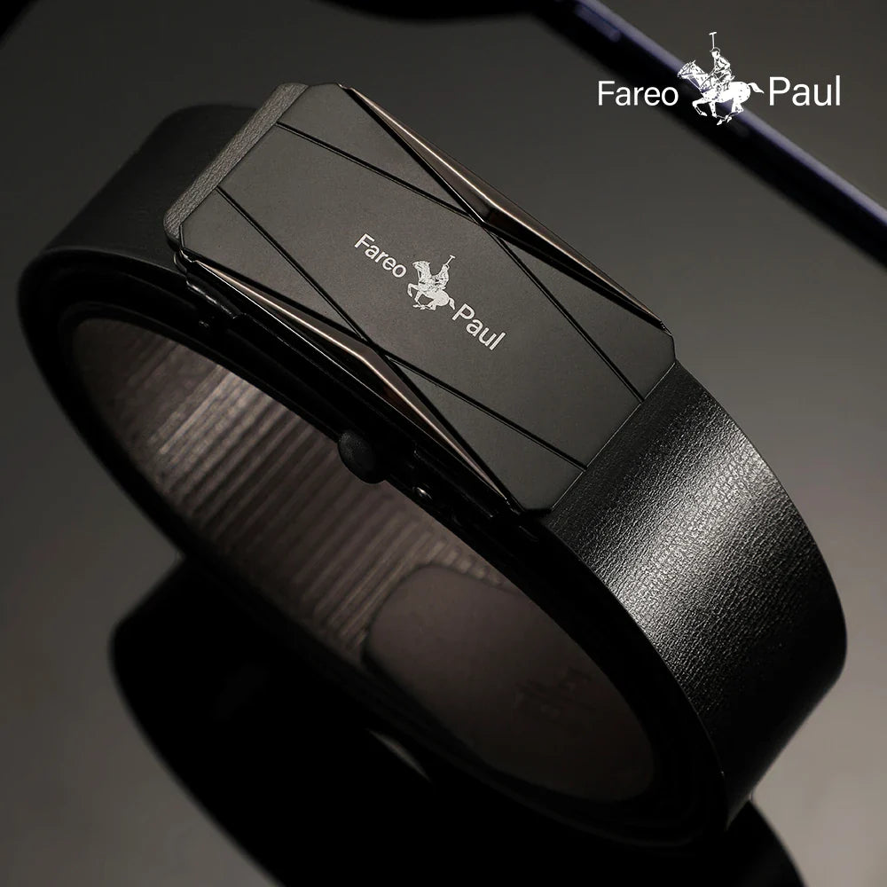 Fashionable men's High-Quality leather Belt with Automatic Buckle, Suitable for Young and Middle-Aged Gentlemen