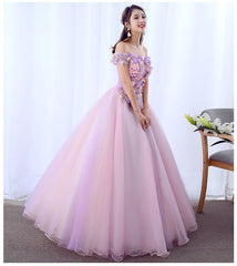 Light Purple Charming Flowers Off the Shoulder Prom Dresses