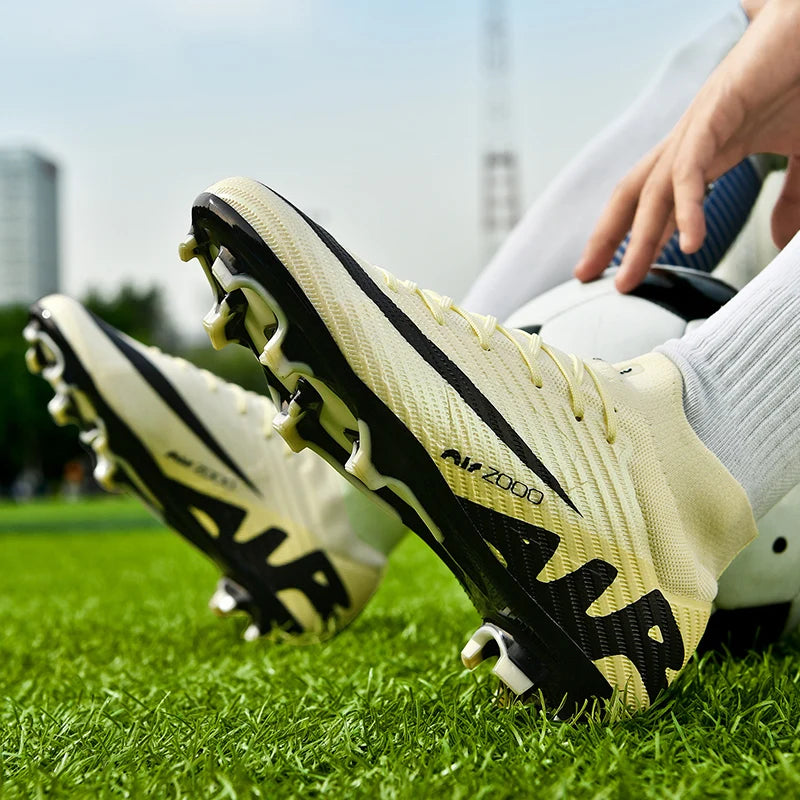 Men Light Soccer Shoes Ankle Football Field Boots Outdoor Non-slip Grass