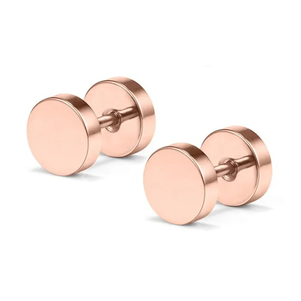 One Pair Black Stainless Steel Round Stud Earrings For Women Dumbbell Piercing Earrings Men Punk Fashion Jewelry 2-14mm