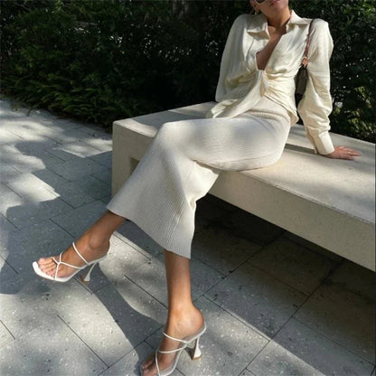 Summer Women Sandals Ladies Shoes Towel Ankle Strap Square Toe Lace-up Elegant Female Sandal Woman High Heels Party Shoes 2022