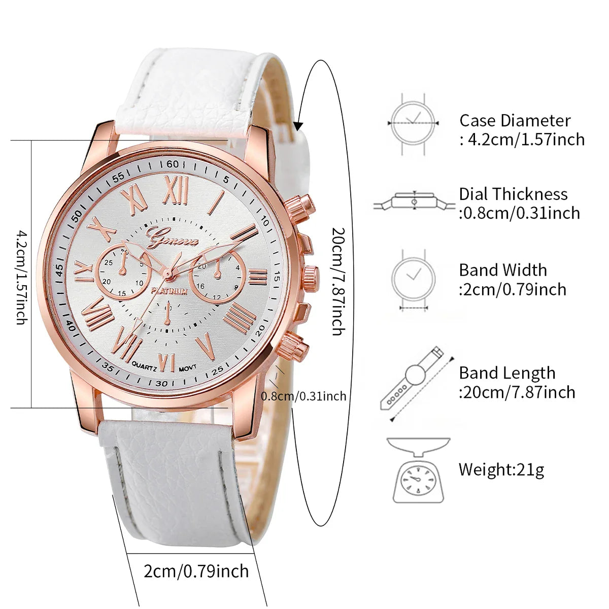 3/5PCS Women's Watch Fashion Roma Dial Leather Band Quartz Watches Pearls Jewelry Set(Without Box)