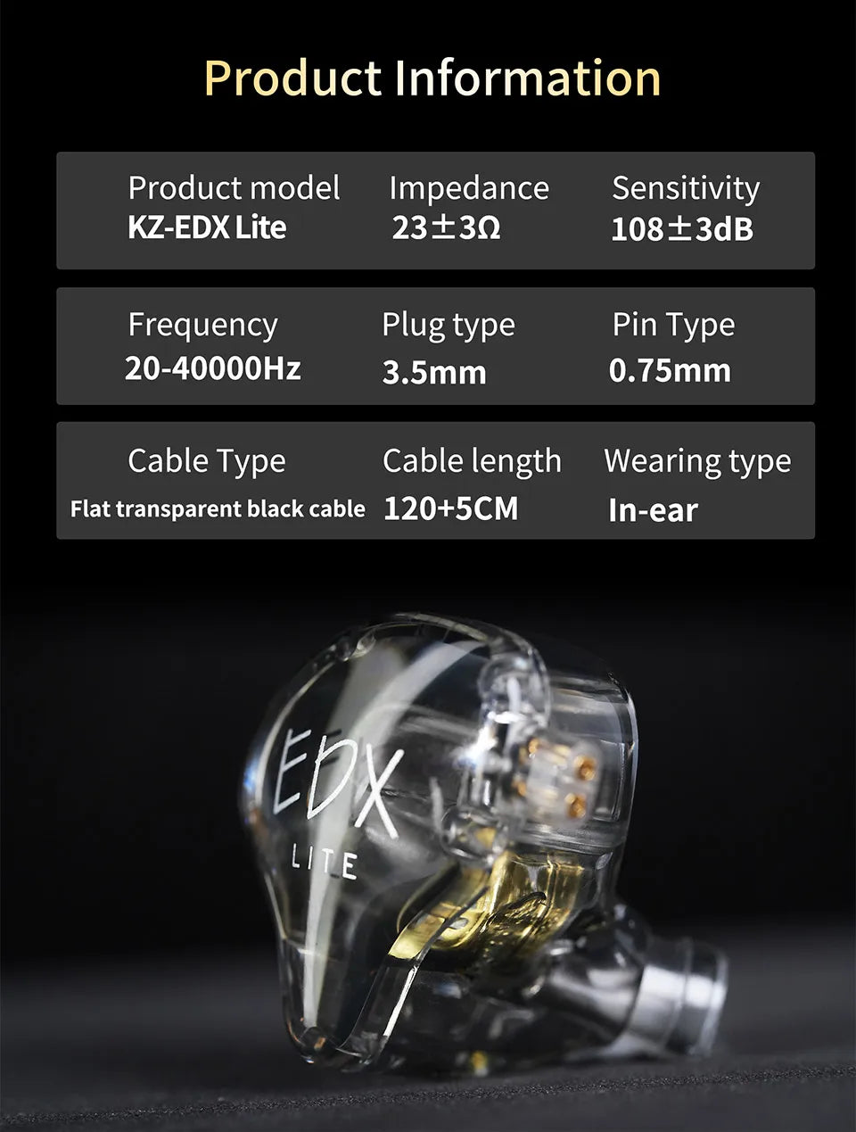KZ EDX Lite Wired In Ear Earphones  Monitor Stage Live Headphones HIFI Stereo Bass Music Earbuds Sports Gaming Headset