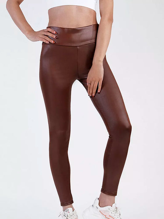 Leather High Waist Legging Women Black Pencil Pants Slim Skinny Trousers