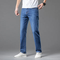 Straight Loose Lightweight Stretch Jeans Classic Style Business