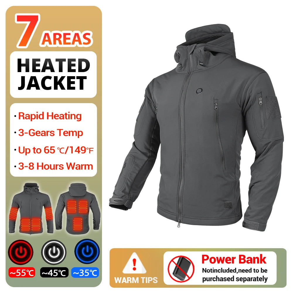 Winter Heated Jacket 7 Zone USB Electric Heating Jacket Washed Warm Jacket Man