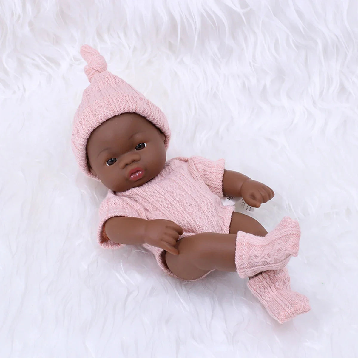 Black American Reborn Dolls Cute Mini 20cm Baby Bebe Doll Toys Full Body Vinyl Soft Girl Doll Reborn Baby Doll Toys Gift