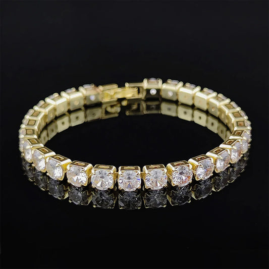 Cubic Zirconia Tennis Bracelet Gold Color Iced Out CZ Chain Bracelets For Women Men Hip Hop Bling Homme Fashion Jewelry Gift