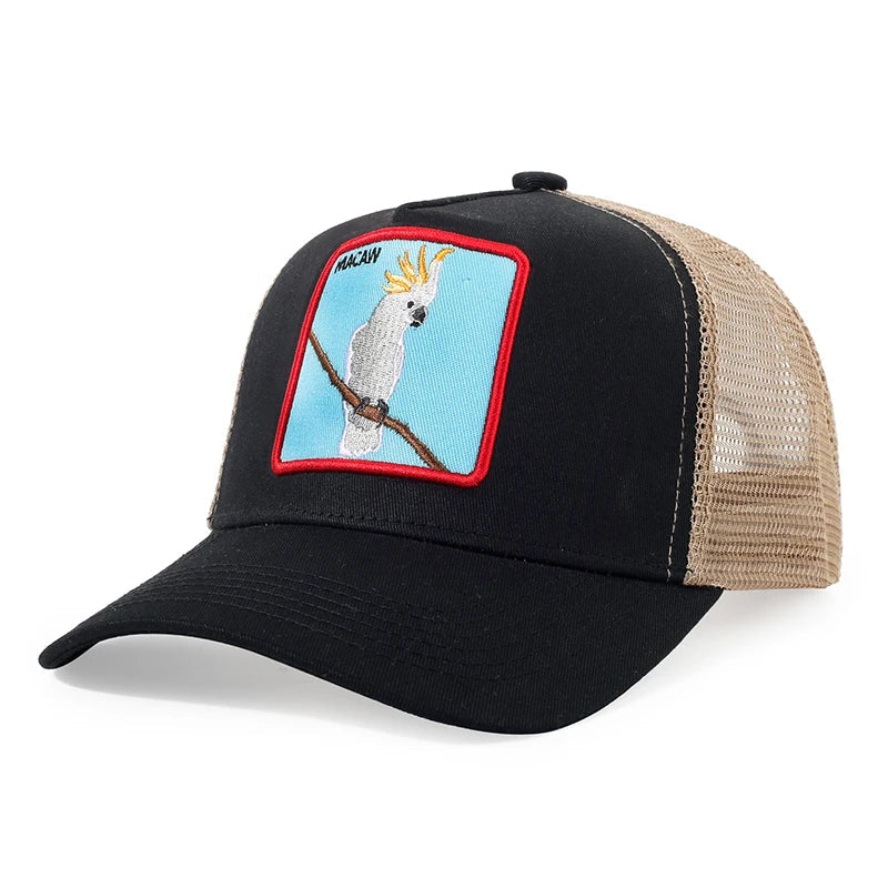 Animal Embroidery Color Block Cartoon Baseball Hats New Men Women Mesh Sunshade Casual Breathable Fashion Versatile Trucker Caps