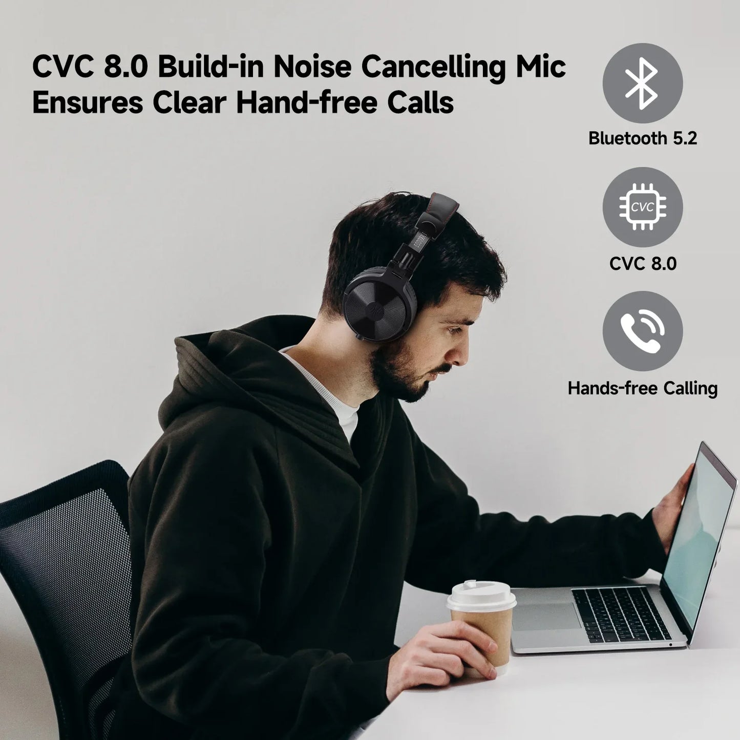 Oneodio Bluetooth Wireless Headphones With Microphone 110Hr Hi-Res Over Ear Bluetooth 5.2 Headset Earphone For Phone PC Sports