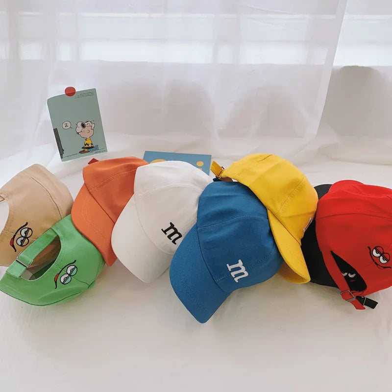 Kids Baseball Cap Children's Hat for Lovely Baby Cotton Breathable Kids Hats Girl Boy Caps M Letter Embroidered Hat for Boy
