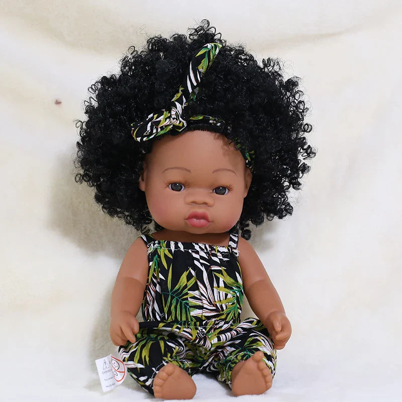 14inch Full Body Vinyl Bebe Reborn Dolls Soft Lifelike Baby Toys American Reborn Black Baby Doll Vinyl Baby Doll Toys Girls Boys