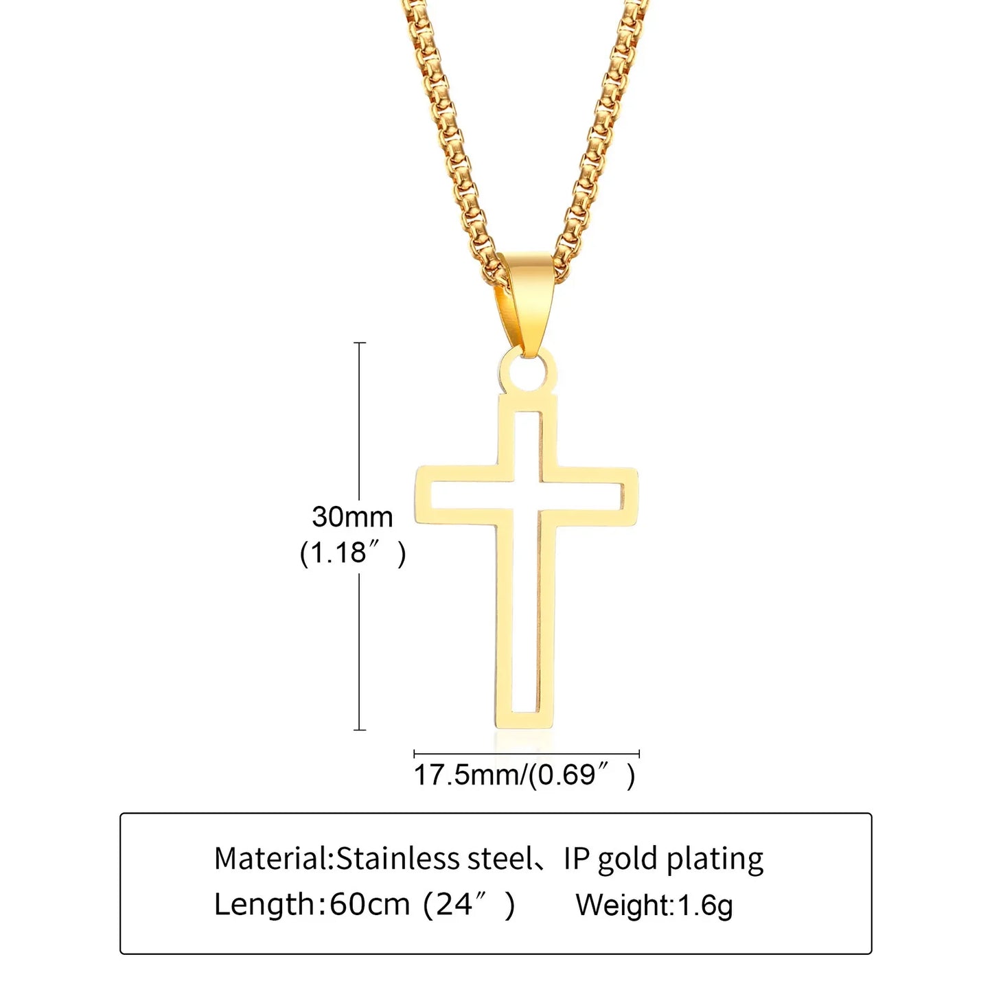 Casual Hollow Cross Necklaces for Men Boys,Waterproof Stainless Steel Cross Pendant Necklace,Religious Faith Prayer Jewelry Gift