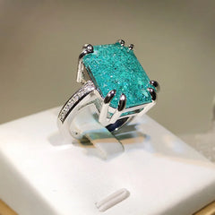 925 Silver Paraiba Tourmaline Gemstones Ring for Charm Lady finger fine