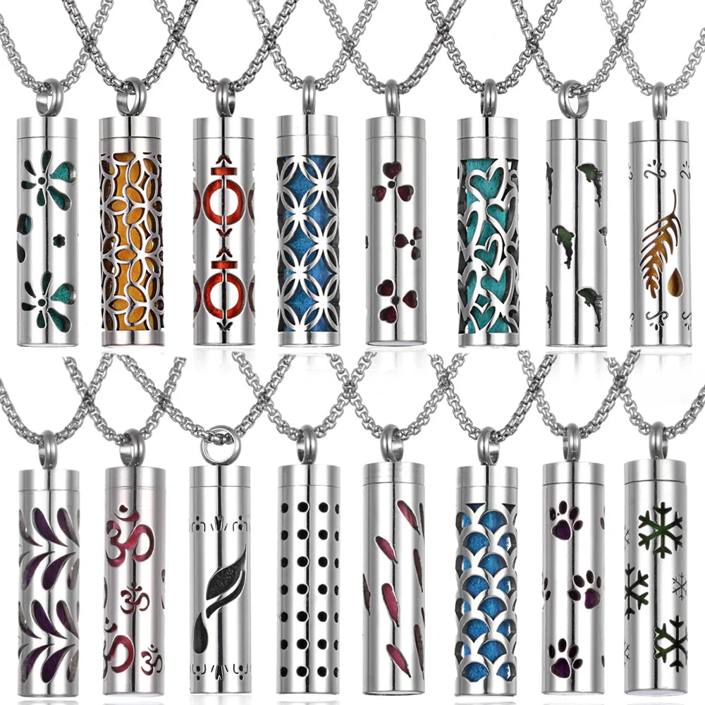 Long Strip Stainless Steel Aromatherapy Necklace Perfume Diffuser Essential Oil Diffuser Pendant Necklace Jewelry Accessories