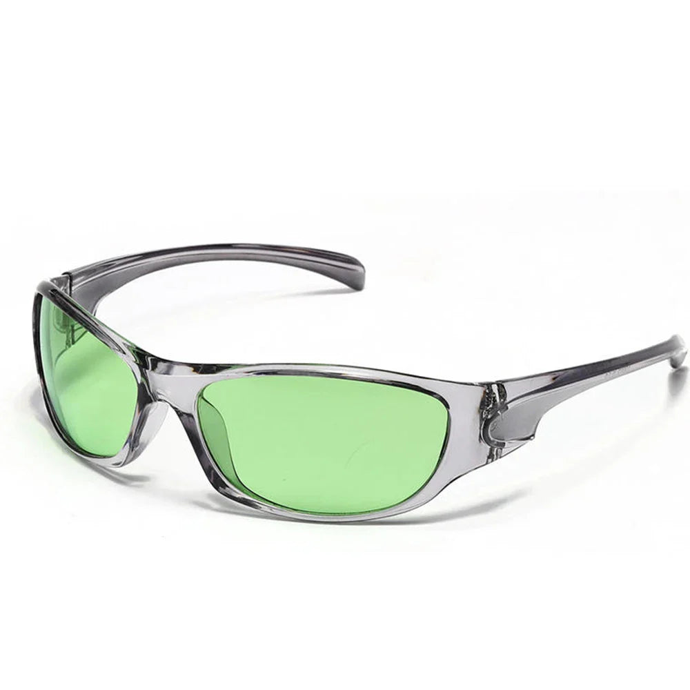 Men's Silver Y2K Sunglasses Outdoor Cycling Sports Sun Glasses Women Vintage Shades Trendy Punk Goggle Eyewear 2000S Aesthetic