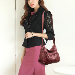 Fashion Soft Leather Crossbody Bags for Women Casual Female Multi Pocket