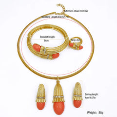 Italian Luxury Red Opal Pendant Jewelry Set For Women Wedding  Jewellery Gift Daily