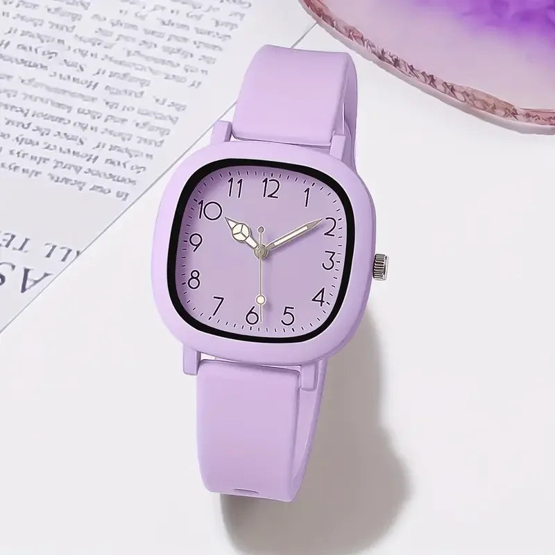1/10PCS Fashion Square Women Watches Casual Silicone Band Quartz Wristwatch for Girls Clock Reloj Mujer（Without Box）