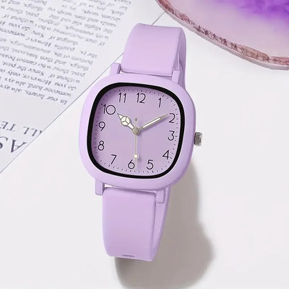 1/10PCS Fashion Square Women Watches Casual Silicone Band Quartz Wristwatch for Girls Clock Reloj Mujer（Without Box）