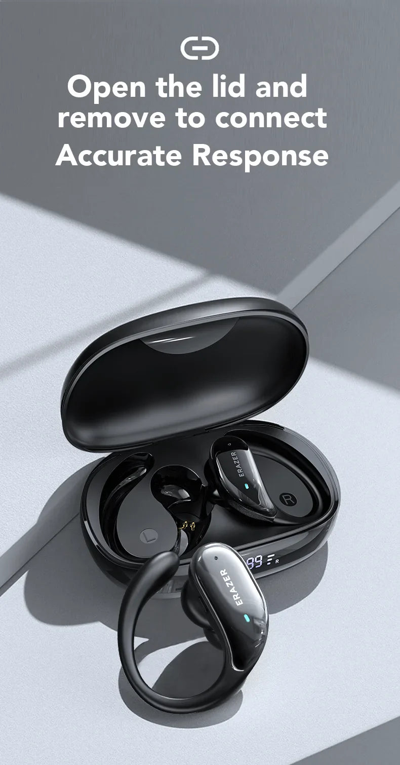ERAZER XT80 Sports Wireless Headphones with Mics, Button Control, LED Power Display,Hifi Stereo Sound