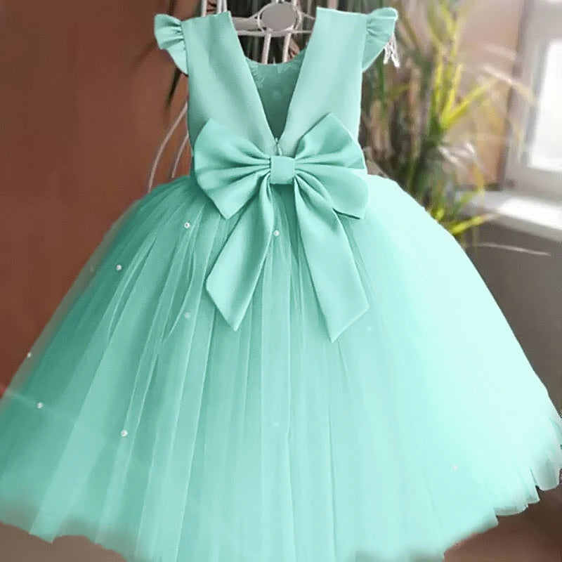 Girls Baby Dress Wedding Birthday Party Fluffy Lace Dress 1-5 Y Toddler