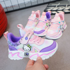 Kids Casual Pink Girls Leather Shoes Fashion Lightweight Running Young Student's Children Sports Girls Black Shoes