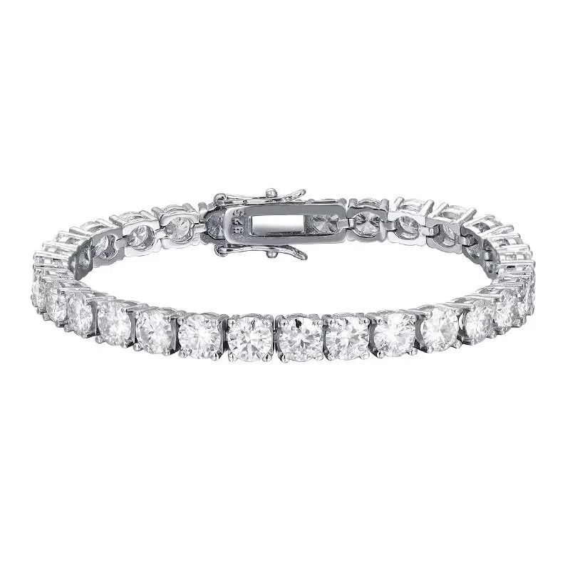 KNOBSPIN 2mm Moissanite Tennis Bracelet 925 Sterling Silver Plated White Gold Bracelet for Women Man Sparkling Party Jewelry