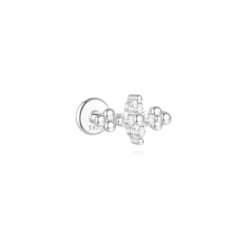 ROXI S925 Sterling Silver Petals Stud Earring Microinlaid Colorful Cubic Zirconia Chain Tassel Earrings For Women Dangle Earring