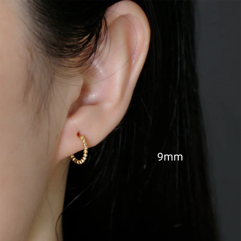 WANTME 925 Sterling Silver Fashion Minimalist Beads Huggies Hoop Earrings for Women Trend Charm Ear Buckle Bohemian Jewelry Gift