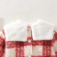 Girl's woolen coat Autumn and winter baby's woolen coat Thickened plush top Princess girl going out sweater