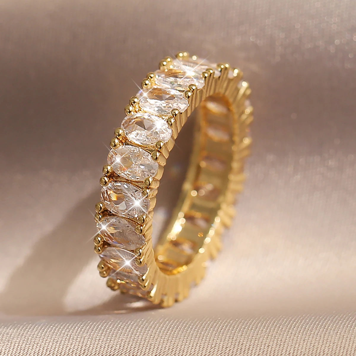 Cubic Zirconia Engagement Rings for Women Marquise Crystal Wedding Ring Party