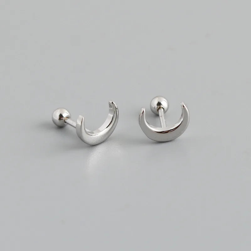 WANTME 925 Sterling Silver Fashion Korean Petal Screw Bead Stud Earrings for Women Charm Ear Bone Piercing Jewelry Accessories