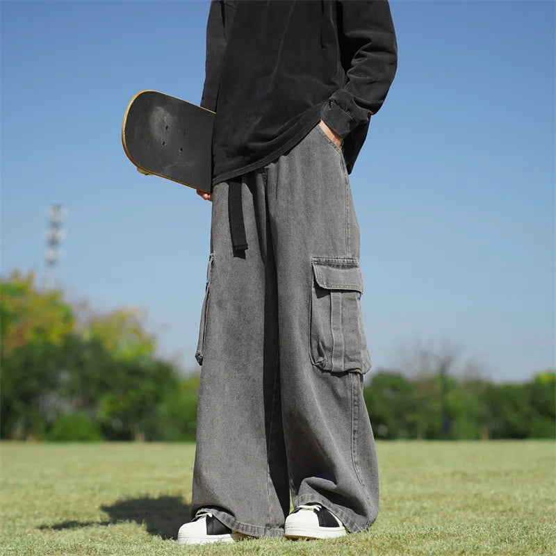 Hip Hop Harajuku jeans Vintage pantalon large homme Pockets Wide Leg Baggy Jeans