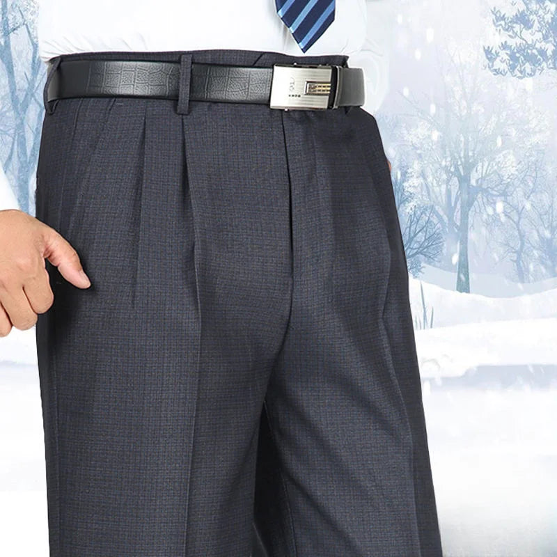 Men Pants Wash-and-wear Elastic Formal Fit Male Drape Plus Size Straight Black Suits