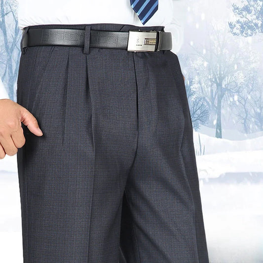 Men Pants Wash-and-wear Elastic Formal Fit Male Drape Plus Size Straight Black Suits