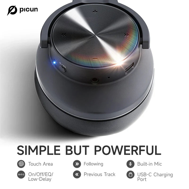 Picun B8 Bluetooth Headphones 120H Playtime Headset Wireless Bluetooth 3EQ Mode Low Latency Hands-Free Calls Over Ear Headphones