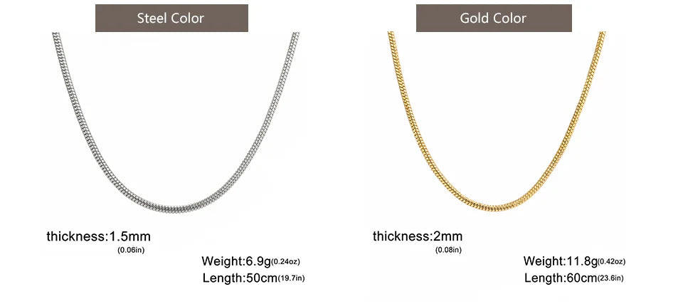 My Shape Round Snake Chain Necklace for Women Men Stainless Steel Link Chain 0.9mm 1.2mm 2mm Chains Choker Fashion Jewelry Gifts