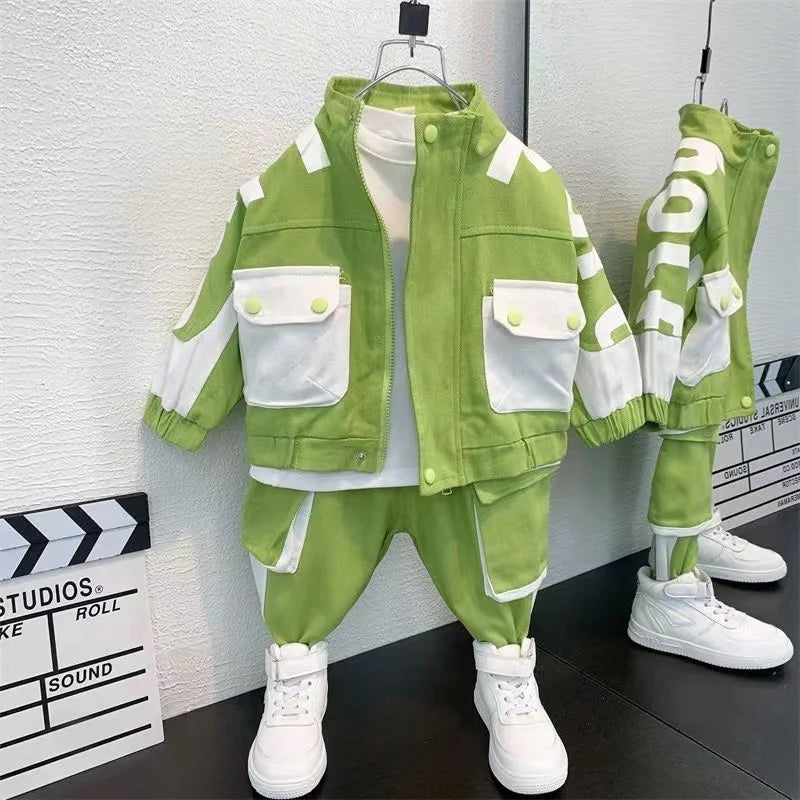 Boys Clothing Set Jacket Suit Spring and Autumn Clothing Children's Sportswear Set Boys' Baby Coat Pants Two-piece Set 2024 New