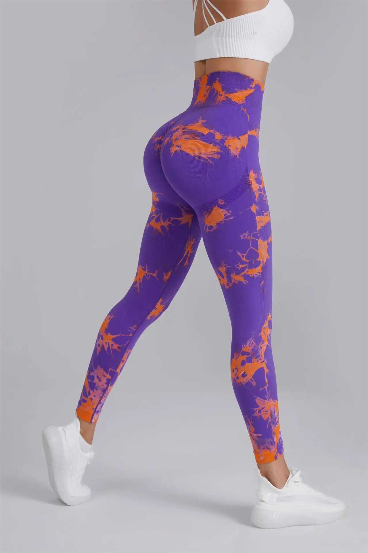 Seamless Peach Yoga Pants Women's Dual Color Tie Dye Tie Float High Waist Sports