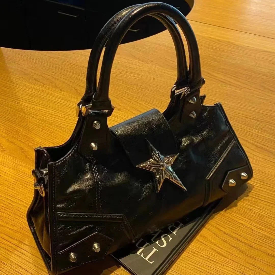 Y2K Korean Gothic Star Girl Black Bag Aesthetic Vintage Fairy Grunge Punk Goth Purse