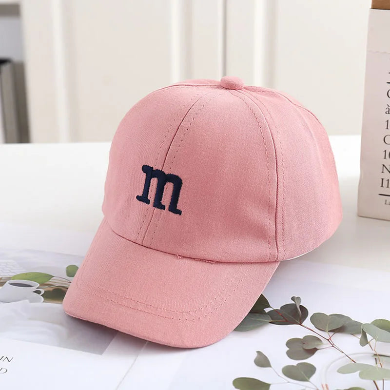 Kids Baseball Cap Children's Hat for Lovely Baby Cotton Breathable Kids Hats Girl Boy Caps M Letter Embroidered Hat for Boy