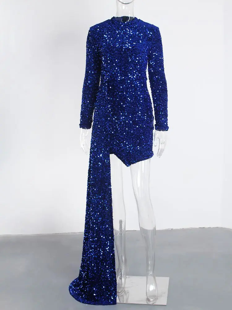 Evening wear Dresses: Cocktail Dress Split Long Sleeve High O Neck Mini Dress