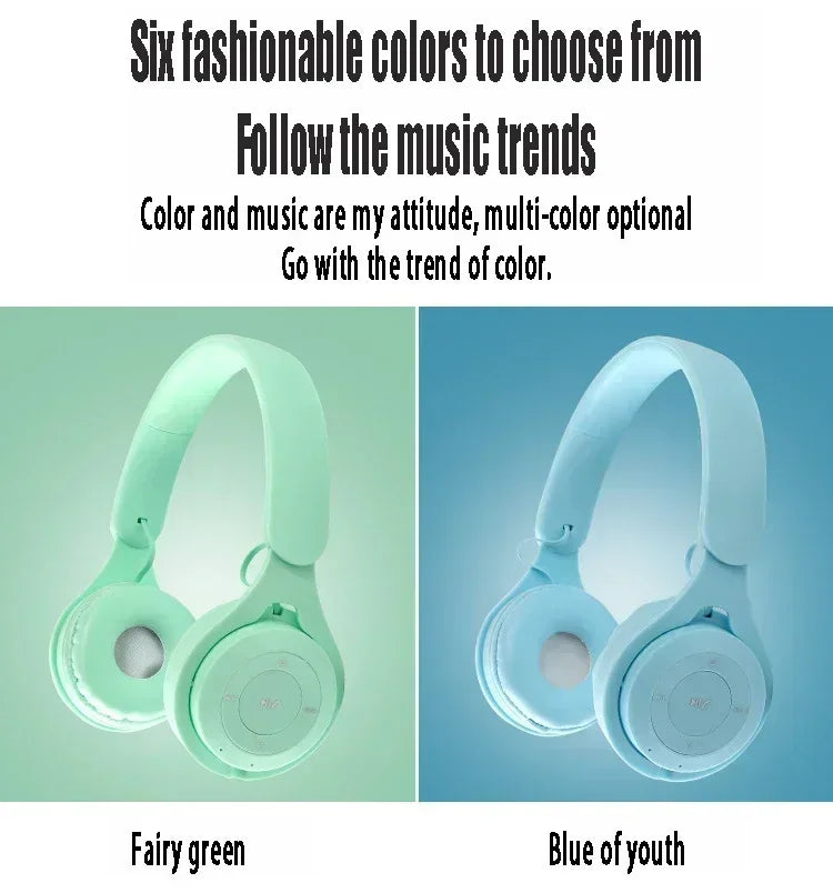 Macarone Wireless Bluetooth Headphones With Microphone Sound Insulation Gaming Earphone Hifi Bass Earbuds Blutooth5.3 Hedset