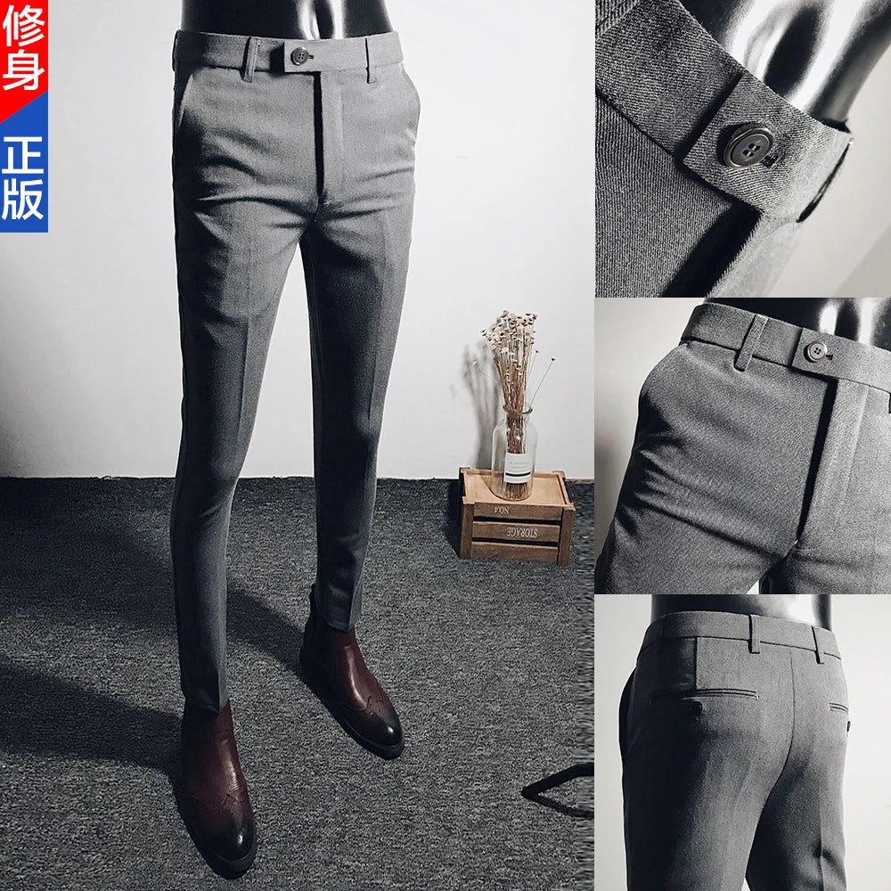 Men's Slim Business Formal Office Versatile Interview For Solid Color