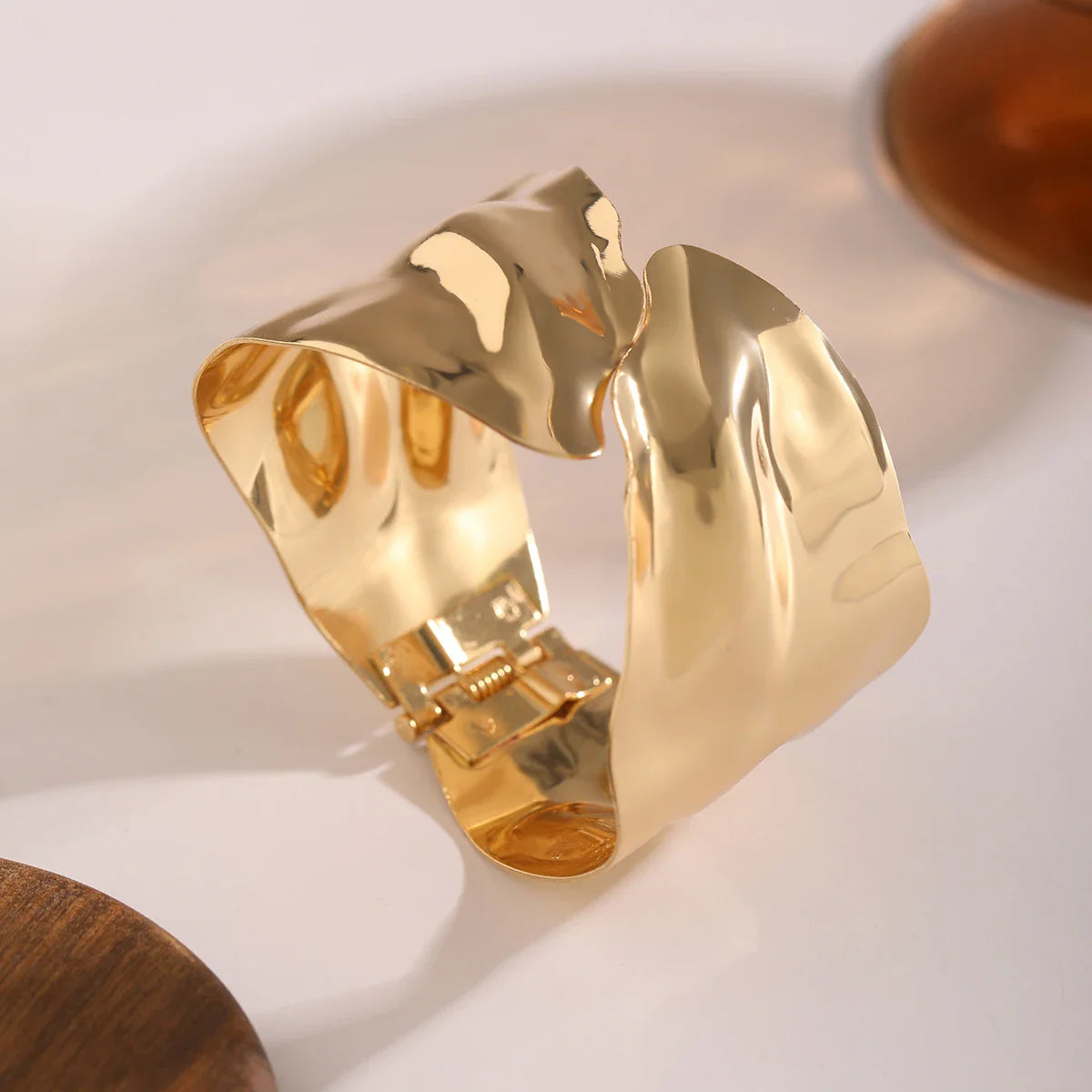 Punk Heavy Metal Irregular Open Bangle for Women Gold Color Wide Big Cuff Bracelet Trendy Jewelry On The Hand Wedding Party Gift