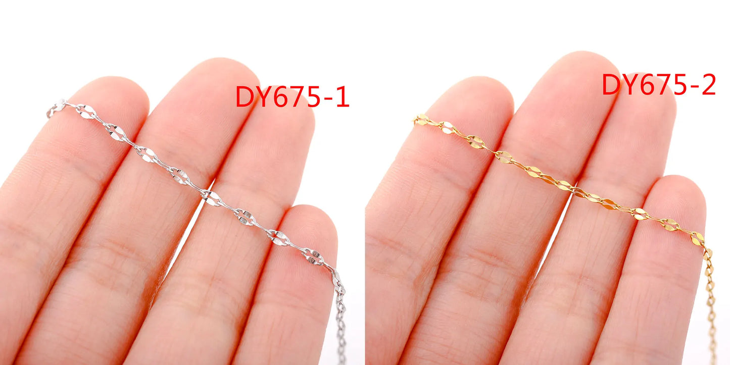 5pc 18K Gold Color PVD Plated Stainless Steel Cuba Cross O Ripple Twisted Chain Necklace Adjustable Chain DIY Necklace Wholesale