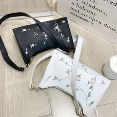 Fashion Embroidered Women's Handbags PU Leather Small Shoulder Clutch Bags