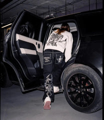 Harajuku denim skull embroidery jeans men's American style high street straight