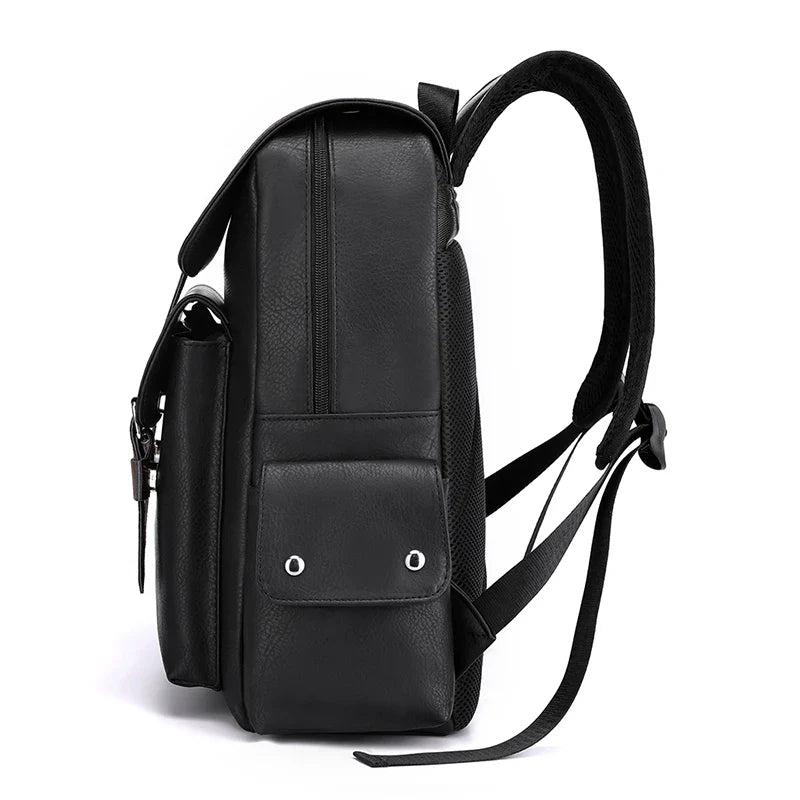 2023 Men Backpack PU Leather Bagpack Large Laptop Backpacks Male Mochilas Black Schoolbag For Teenagers Boys Brown Sac A Dos